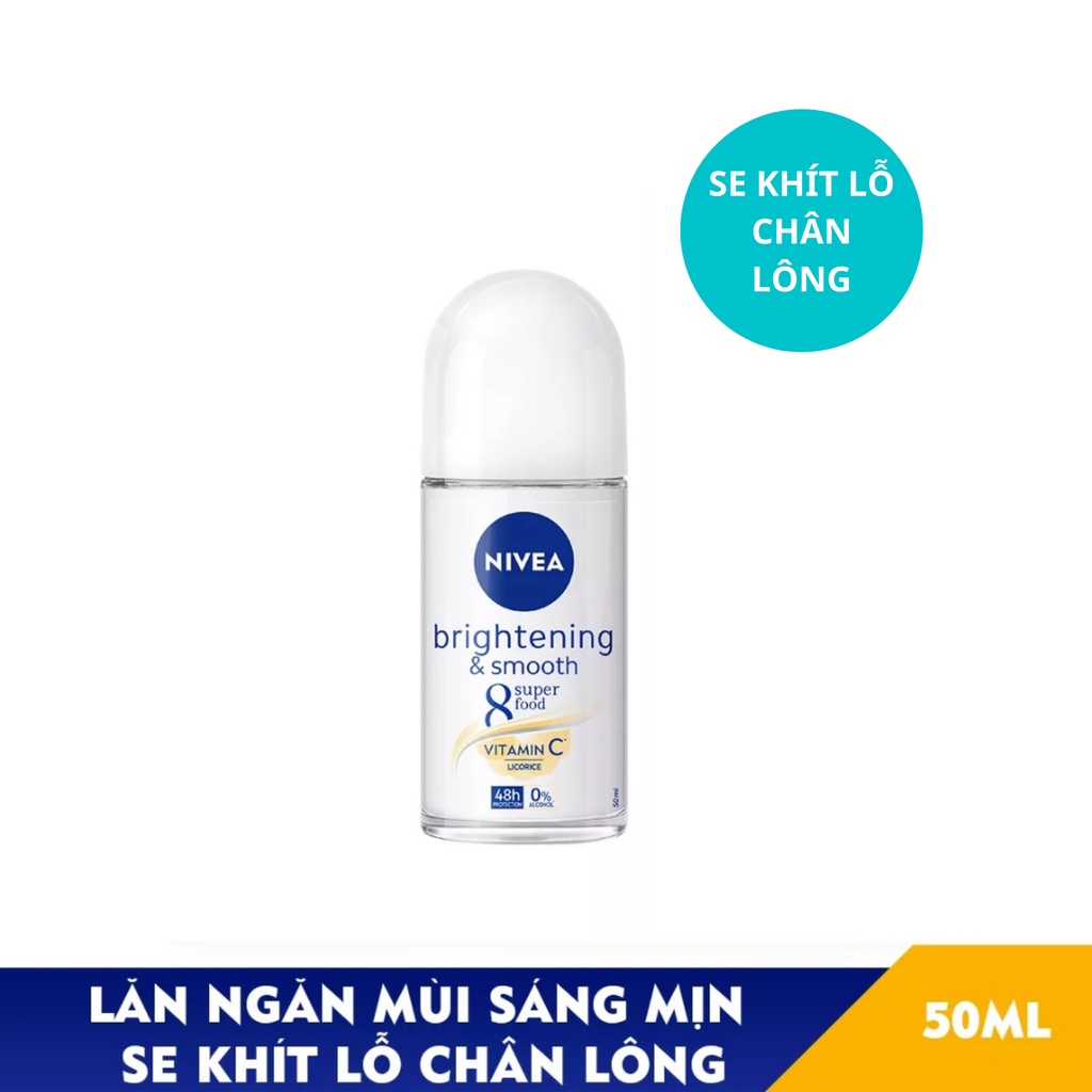 Lăn ngăn mùi Nivea 50ml khử mùi hôi dưới cánh tay, giúp da trắng mịn, ngăn vệt ố vàng và thu nhỏ lỗ chân lông
