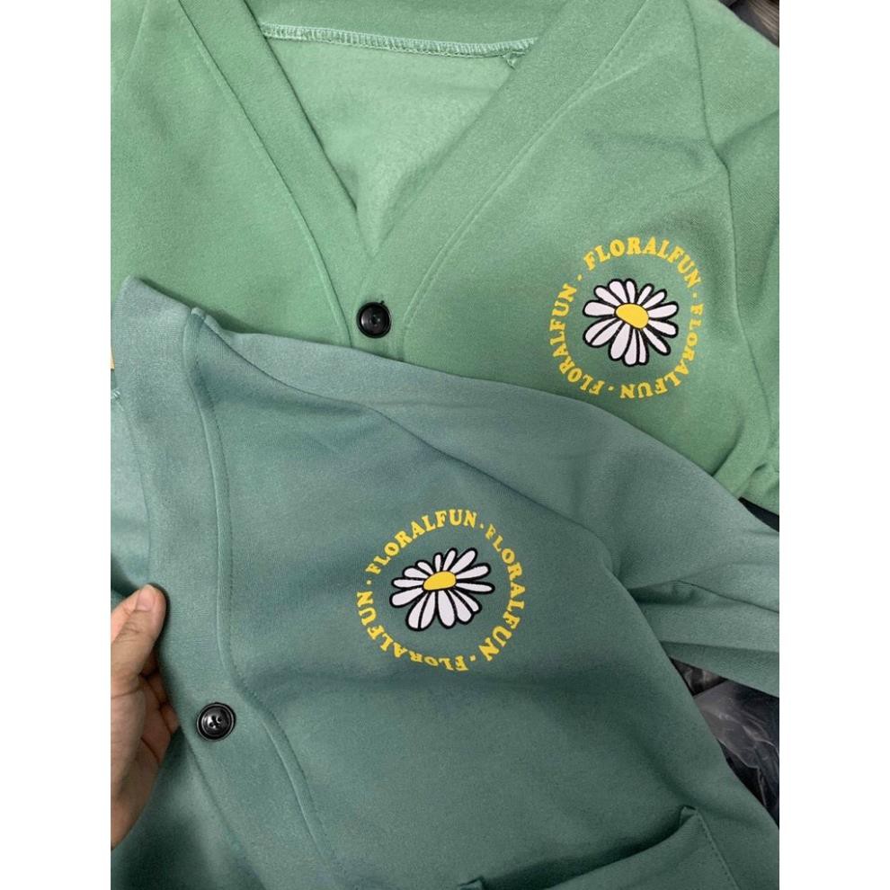 [HÌNH THẬT] Áo Khoác Cardigan Nỉ Ngoại FLORAL FUN Thêu Hoa Unisex, Áo Khoác Nhẹ Thu Đông | BigBuy360 - bigbuy360.vn