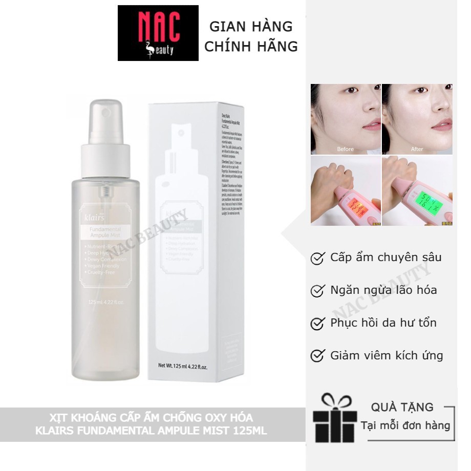 Xịt Khoáng Klairs Fundamental Ampule Mist 125ml (Cung cấp dưỡng chất, dưỡng ẩm sâu &amp; chống oxy hoá)