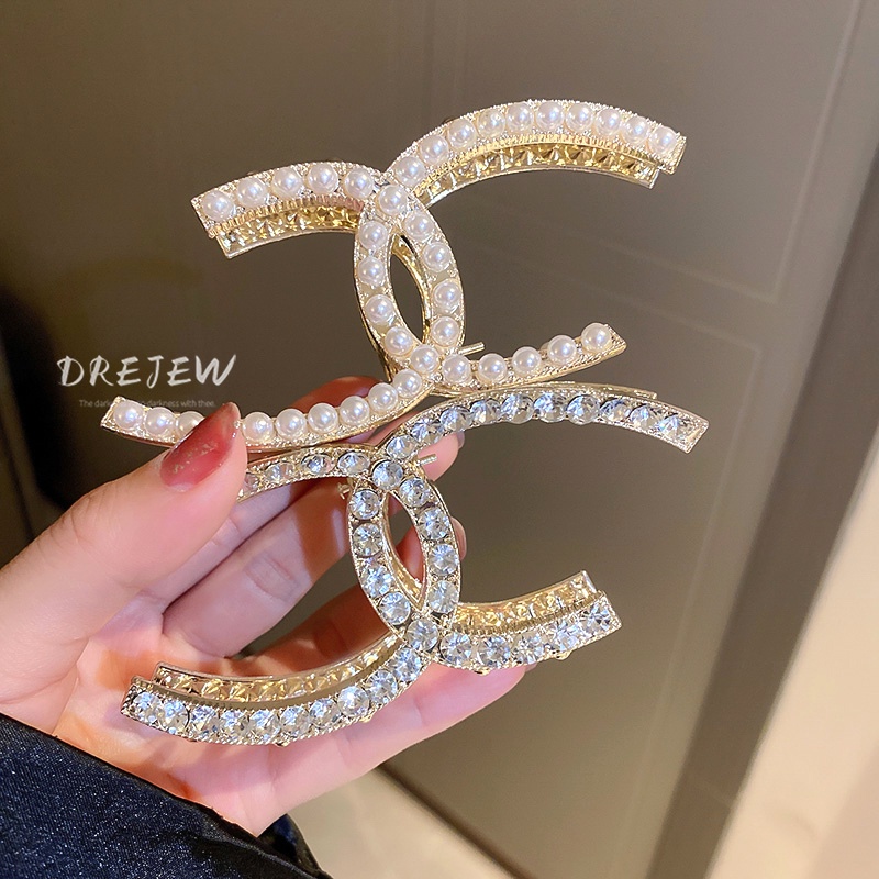DREJEW Kẹp tóc đính ngọc trai và kim cương giả sang trọng phong cách Hàn Quốc