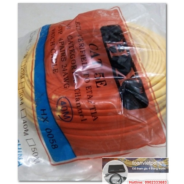 Dây cáp mạng lan internet Đúc bấm sẵn cat5 chiều dài 40m tín hiệu ổn định nhanh