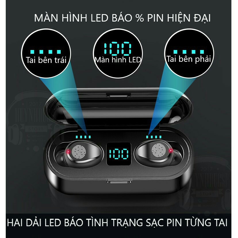 Tai Nghe Bluetooth AMOI F9 Bản QUỐC TẾ Nút Cảm Ứng Bluetooth 5.0 Pin 280 Giờ Tích Hợp Sạc Dự Phòng 1 Đổi 1 Trong 30 Ngày