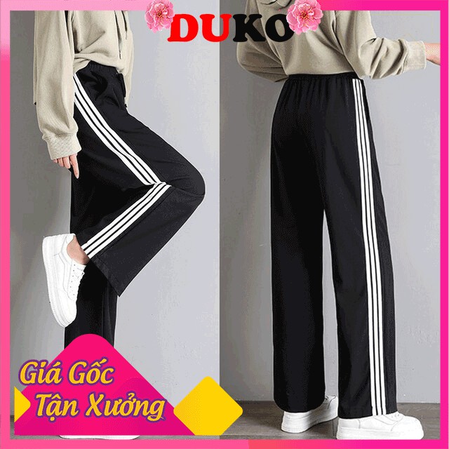 Quần ba sọc ống rộng suông chất thun cotton phong cách Unisex DUKO FASHION