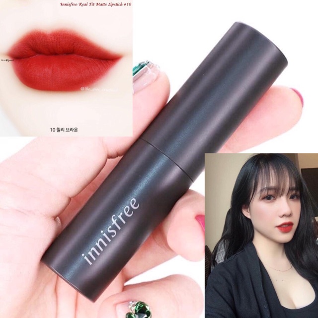 Son innisfree real fit matte lipstick đỏ gạch