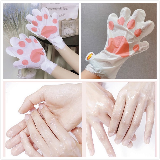 Cặp Mặt Nạ Dưỡng Da Tay Chân Cấp Ẩm Chống Nếp Nhăn Chống Lão Hóa Chăm Sóc Da Hình Chân Mèo Đáng Yêu DANA