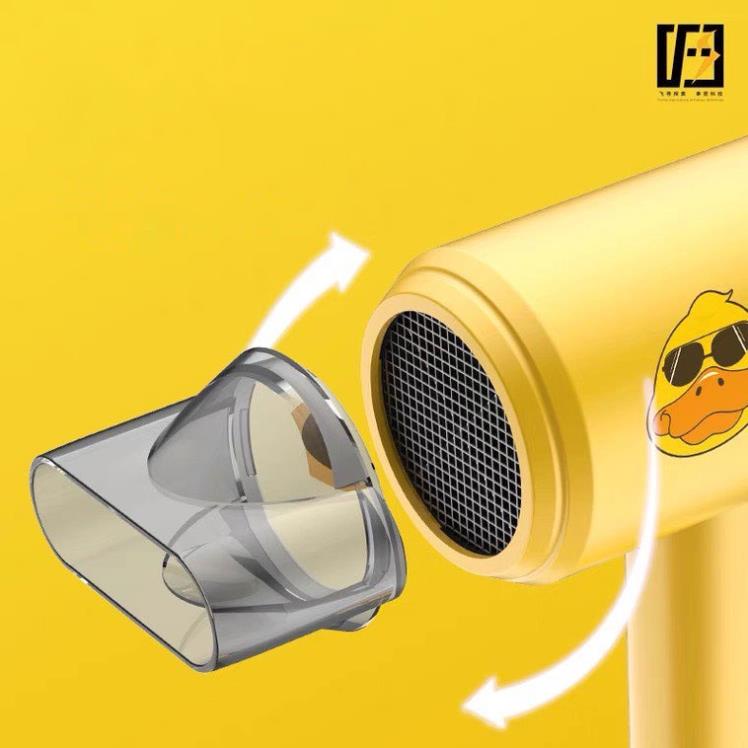 Máy sấy tóc tạo kiểu hình con vịt vàng công suất 1200W siêu dễ thương nóng lạnh 3 tốc độ gió tặng kèm mỏ sấy