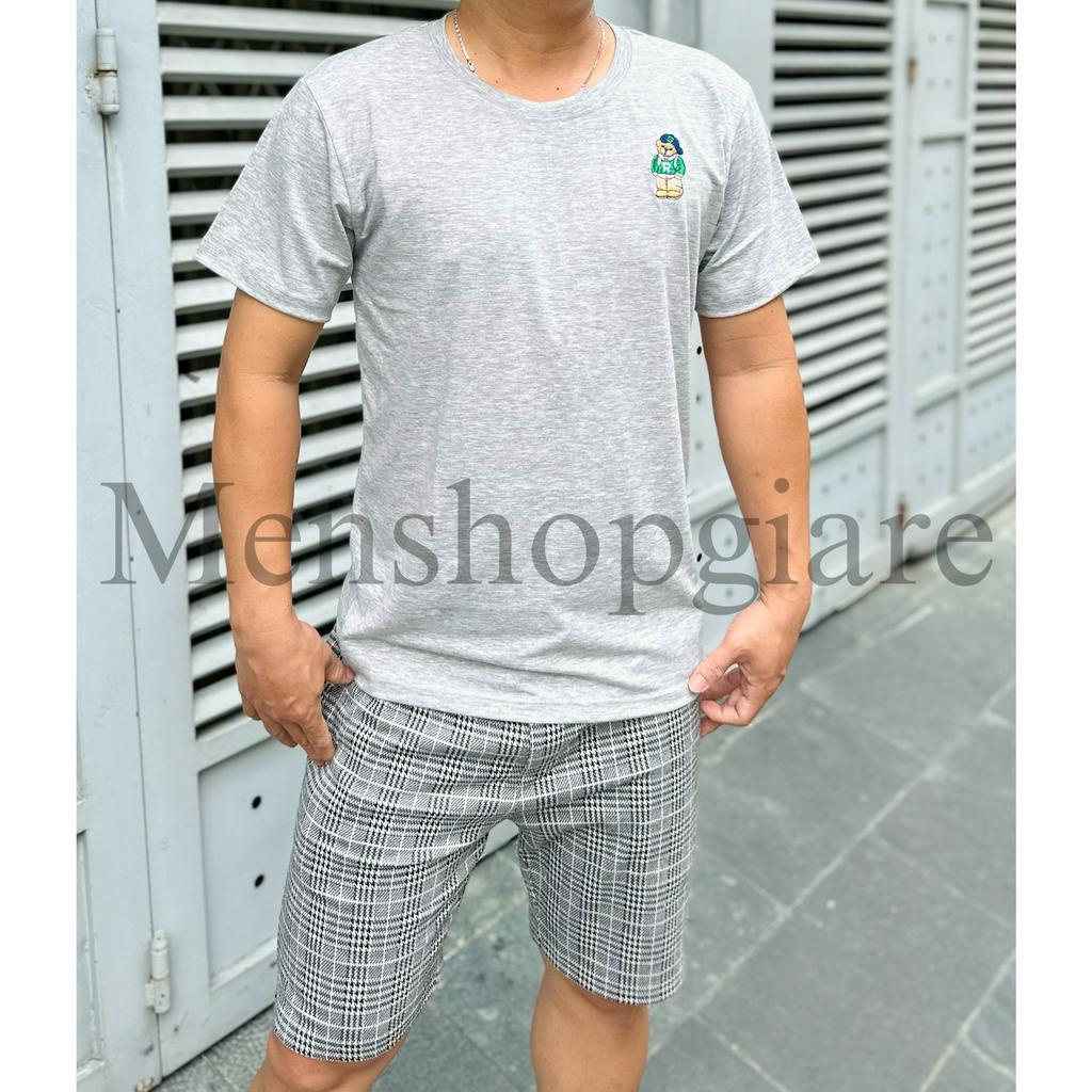 Áo thun cổ tròn Unisex thêu gấu