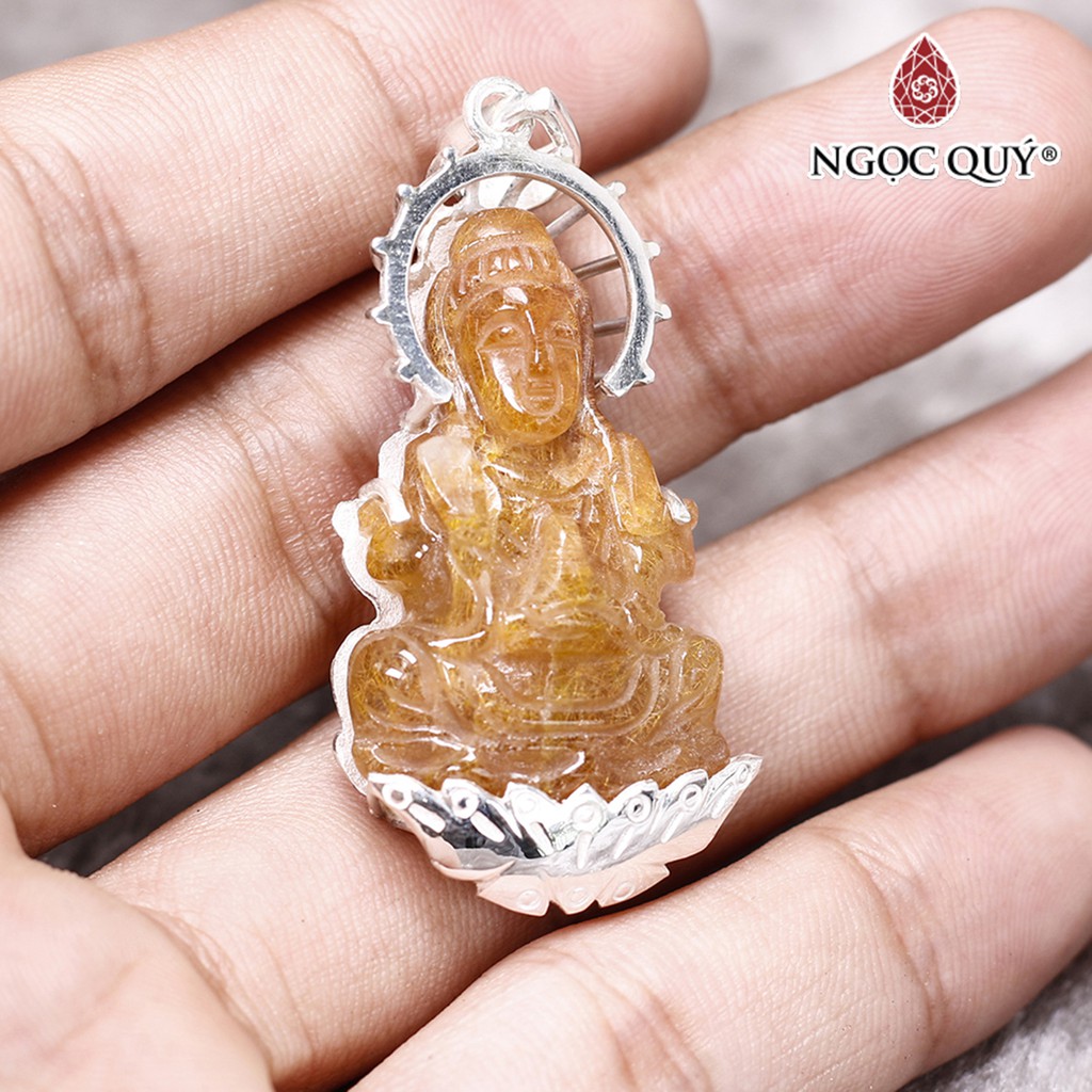 Mặt dây chuyền phật bà TA tóc đỏ cam bọc bạc - Ngọc Quý