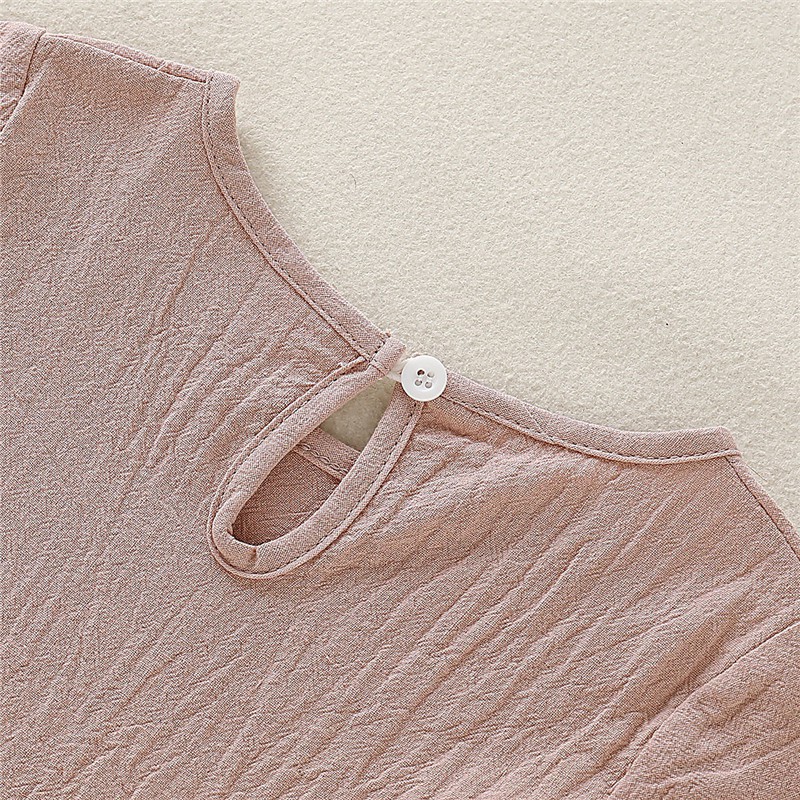 Đầm MIKRDOO cho bé gái màu trơn bằng vải cotton