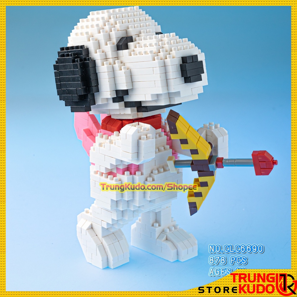 Mô hình Snoopy dạng Đồ chơi xếp hình chó Snoopy thần tình yêu làm quà tặng, đồ decor