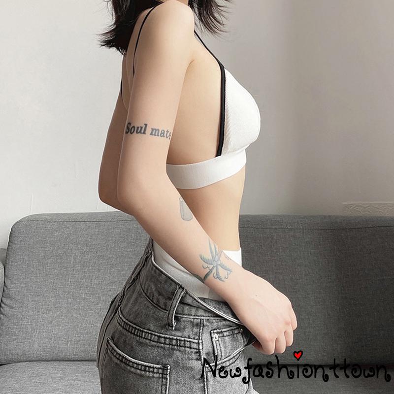 Set Đồ Lót Ngắn Hai Dây In Chữ Thời Trang Nữ Tính