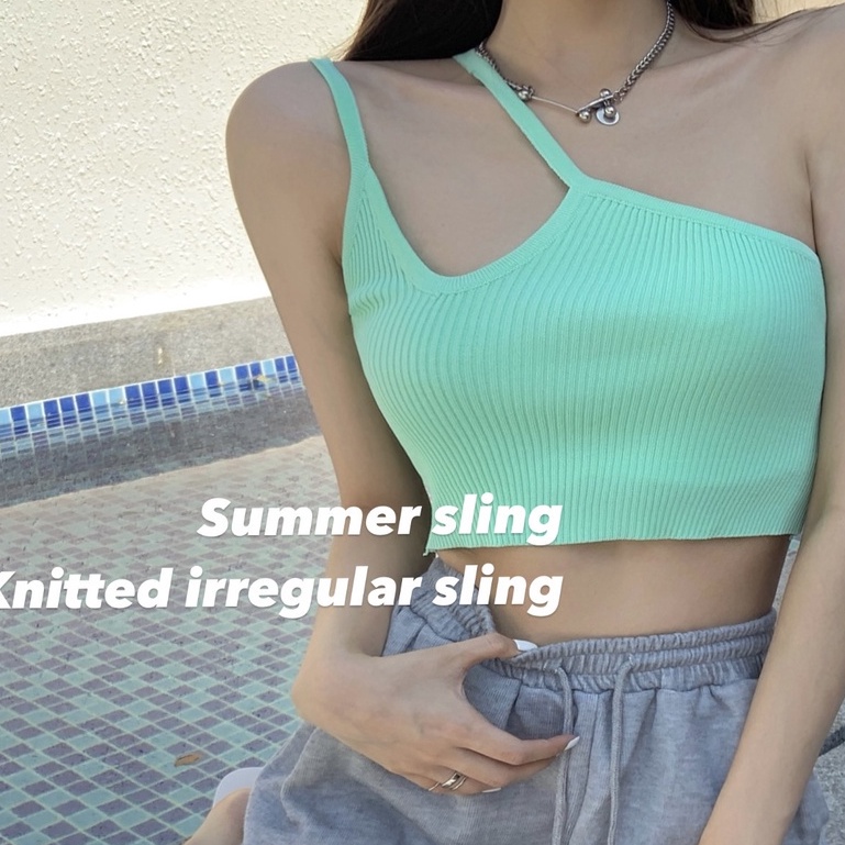 Áo dệt kim ihkke 2 dây dáng ôm quyến rũ thời trang cho nữ