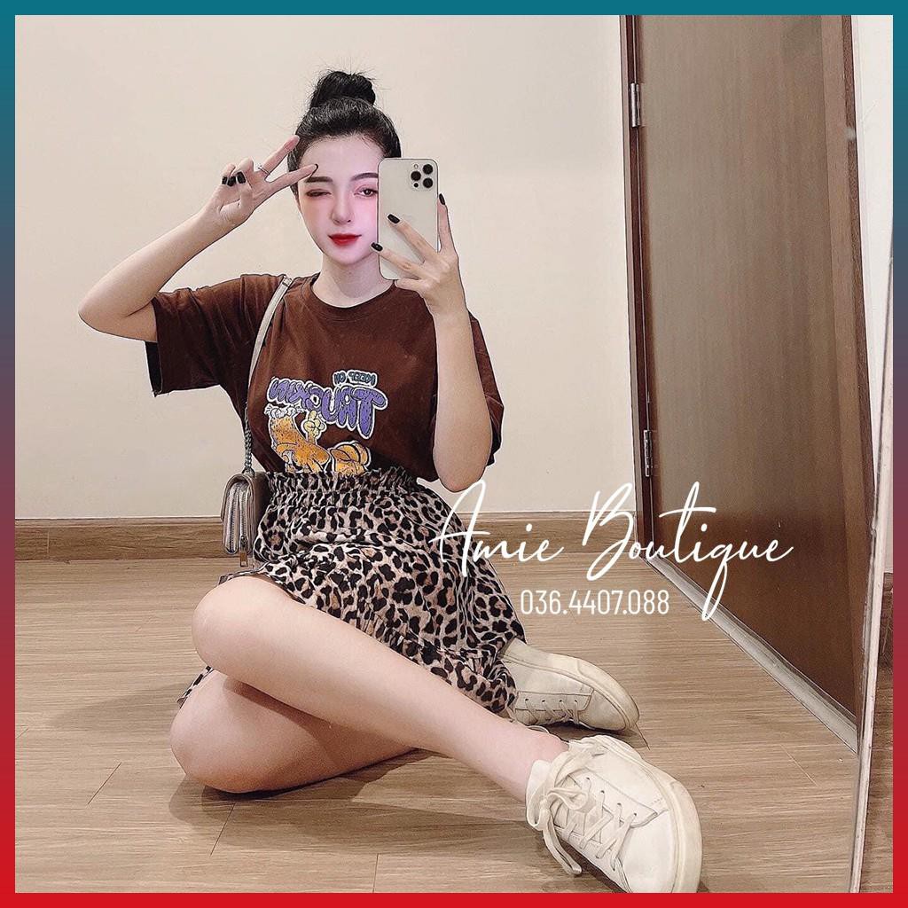 Set Áo Thun Nữ Chân Váy Báo Set Áo Phông Chân Váy Da Beo Lụa Von Xoè Có Lót Quần Trong Hàng PC | BigBuy360 - bigbuy360.vn