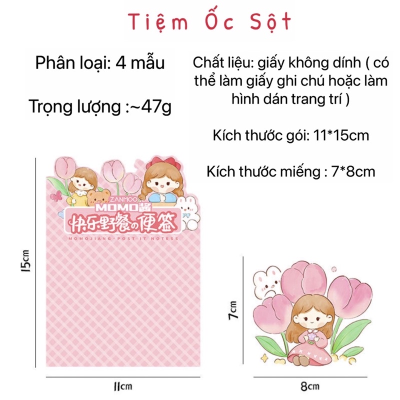 Set 100 Giấy Ghi Chú Note Không Dính Hoạ Tiết Hoạt Hình Dễ Thương Trang Trí Sổ Tay-PK016