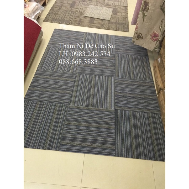1 Tấm Thảm nỉ ghép đế cao su vân kẻ 50*50 Cao Cấp