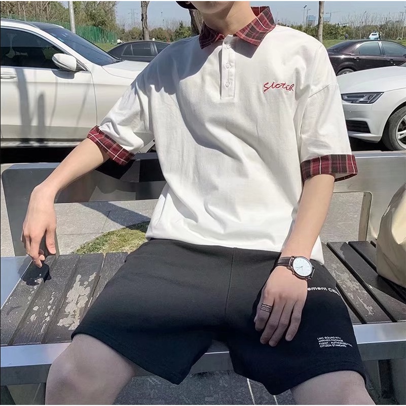 áo polo nam tiếng Nhật áo thun nam có cổ lụa phong cách Hàn Quốc áo phông polo nam form rộng áo thun tay lỡ cổ bông áo polo nam đẹp