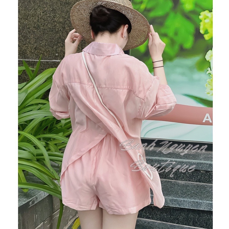 Set đồ bộ cho nữ chất tơ đũi thêu vạt chéo 2 màu mềm mịn Mẫu mới 2023