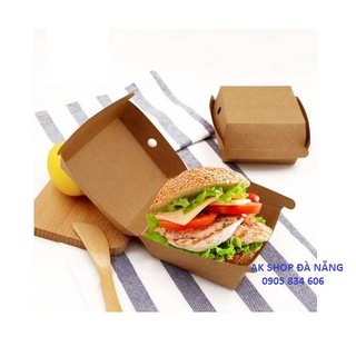 Set 10 hộp giấy kraf bánh hambuger vuông