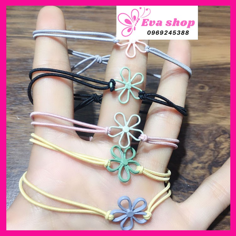 Dây cột tóc, Dây buộc tóc-scrunchies gắn hoa trẻ trung MS786