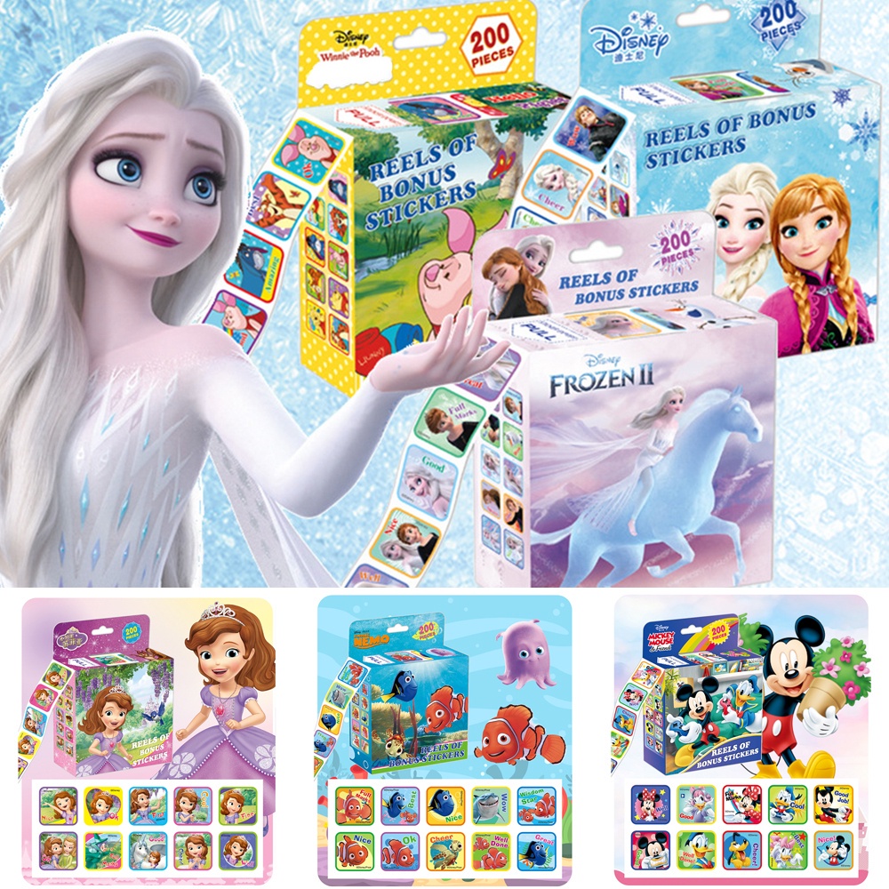 Bộ 200 Nhãn Dán Họa Tiết Hoạt Hình Frozen / Công Chúa Spiderman Siêu Anh Hùng Độc Đáo Cho Bé