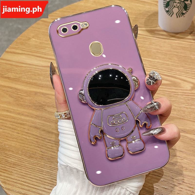 Ốp Điện Thoại Mềm Mạ Điện Hình Phi Hành Gia 3D Có Giá Đỡ Cho OPPO A5S A12