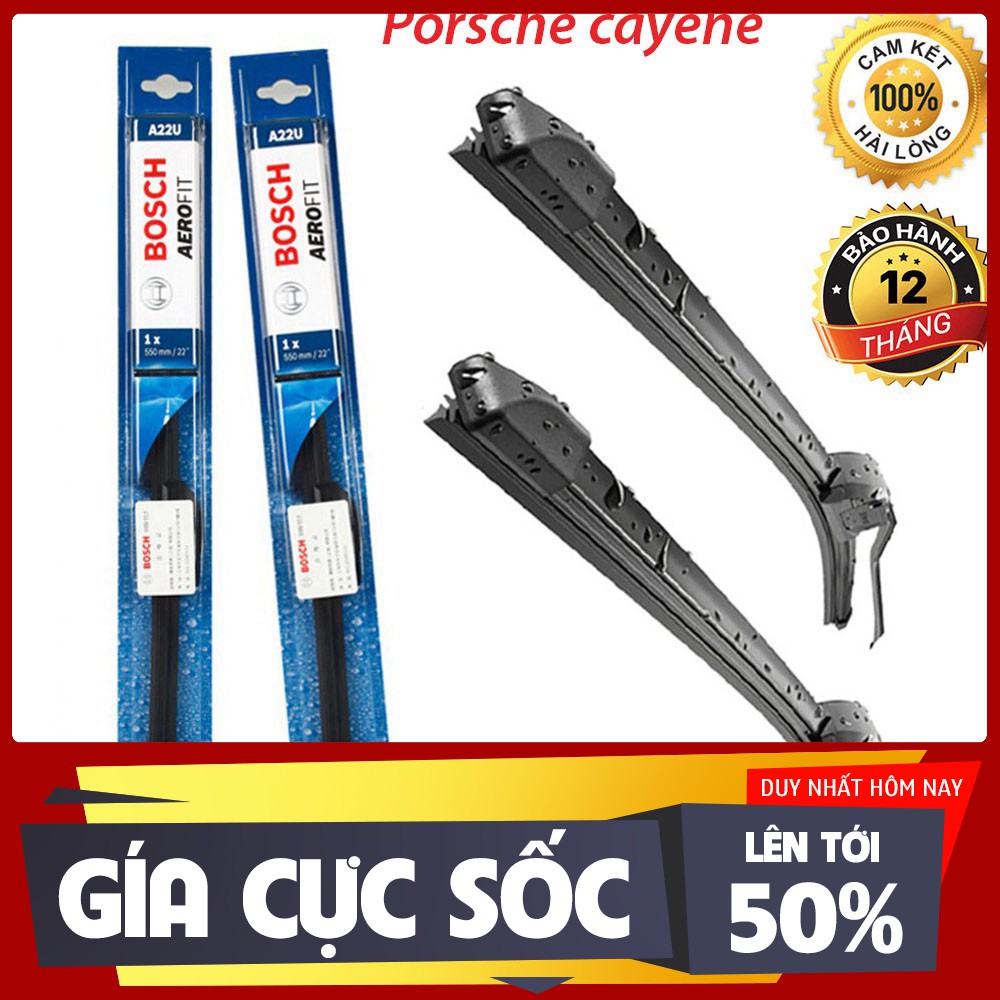 [GẠT MƯA Ô TÔ] Gạt mưa xe Porsche Cayene gạt mềm không xương chính hãng Bosch ( Giá 1 đôi )