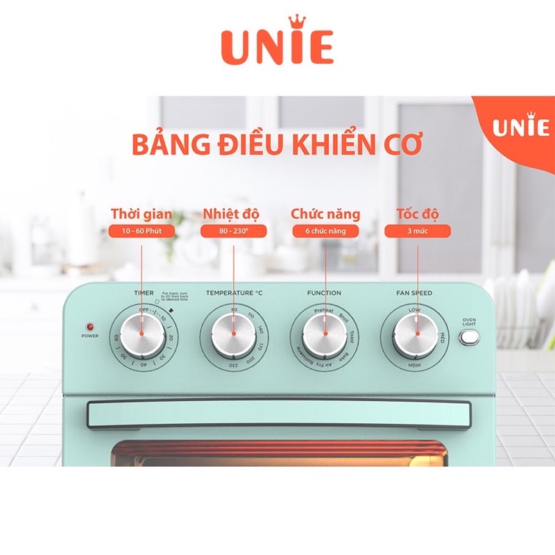 Lò nướng kiêm nồi chiên không dầu tiện lợi UNIE Q37 1700W, dung tích 25L - Hàng chính hãng