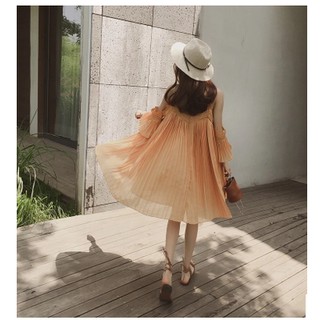 Đầm Dập Ly Phối Ren Oversize