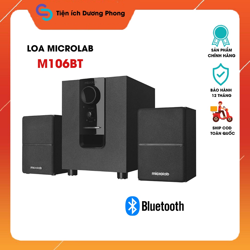 Loa Bluetooth MICROLAB M106BT 2.1 Màu đen Công suất 10W - Bảo hành chính hãng 12 tháng