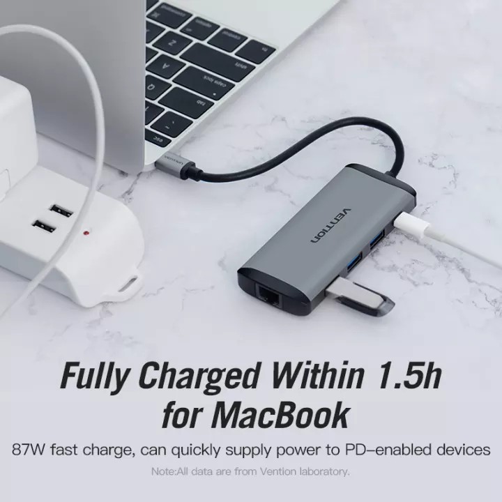 Bộ chuyển đổi hub 6 trong 1 Orico type C to USB3.0 / HDMI 60Hz / PD 100W / RJ45 1Gbps 2.5Gbps 6 in 1 cho laptop táo