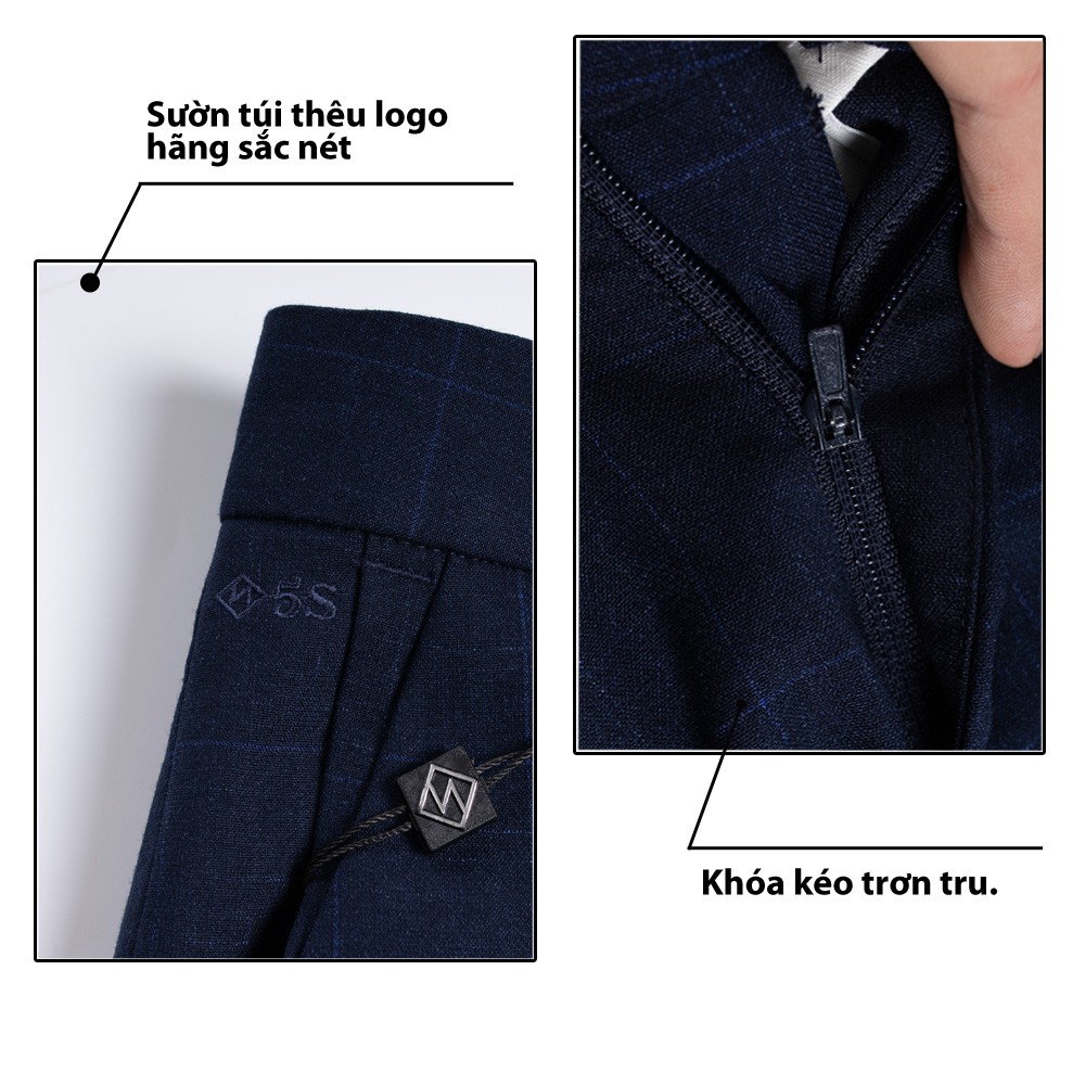 Quần Âu Nam 5S Họa Tiết Kẻ Caro Màu Xanh Đen,  Dáng Ôm Vừa, Ít Nhăn, Thoáng Mát, Co Giãn Nhẹ (QAU0404S1XDE) | BigBuy360 - bigbuy360.vn