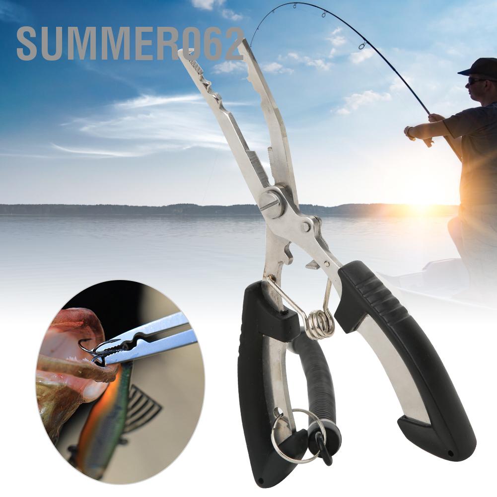 Summer062 Aluminium Alloy Fishing Lure Pliers with Rubber Non-slip Handle Lanyard Tackle