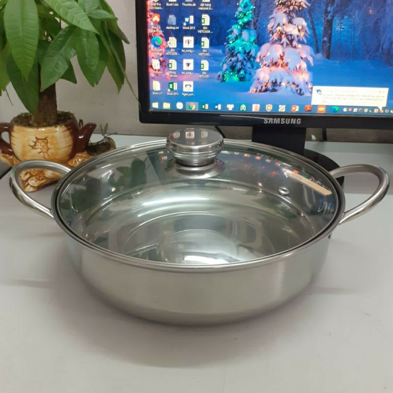 Nồi lẩu nắp kính,nồi lẩu nắp inox,nồi ăn lẩu,lẩu kinh lẩu inox đủ size 20,22,24,26,28,30 CHÍNH HÃNG VIETCOOK