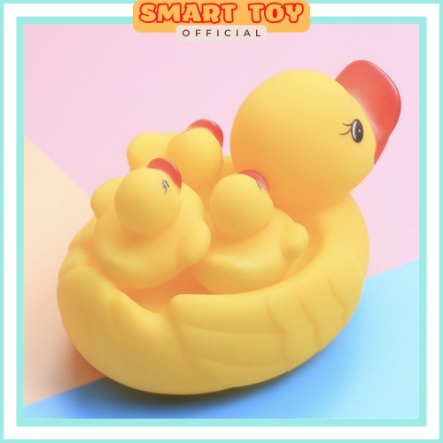 Đồ chơi nhà tắm vịt thả bồn tắm, set 4 mẹ con vịt kêu chíp chíp vui nhộn dành cho bé yêu