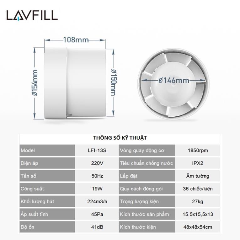 Quạt thông gió đường ống LAVFILL LFI-09S / 11S/ 13S