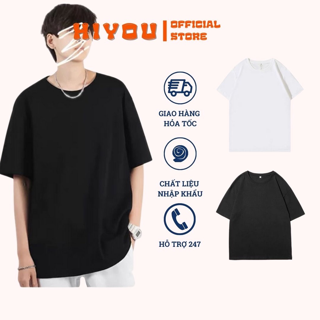 Áo thun nam nữ trơn hai màu đen trắng phom tay lỡ unisex basic, chất vải cotton mềm mịn Top xu hướng 2022