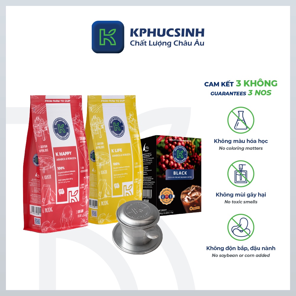 Combo hộp quà cà phê rang xay Love Box 3 KPHUCSINH - Hàng Chính Hãng