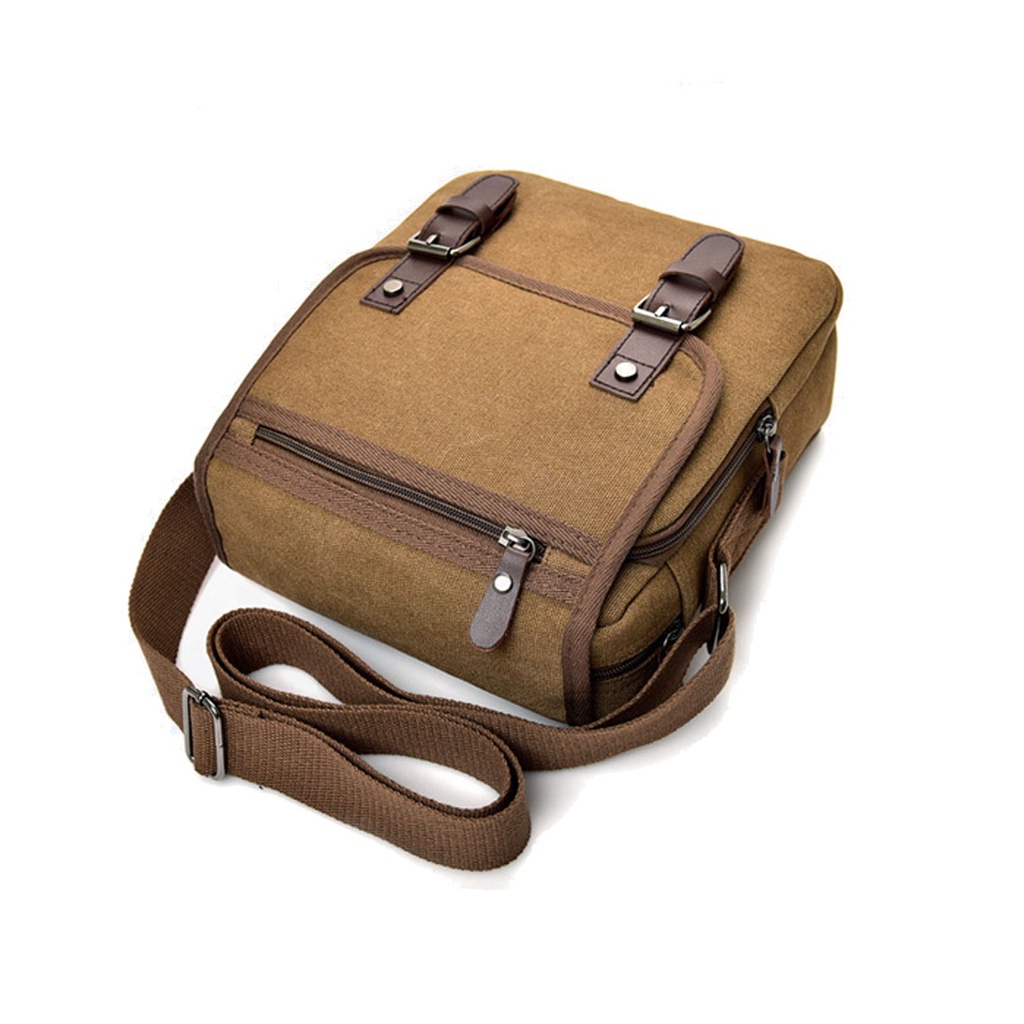 Túi Đeo Chéo Kiểu Đứng Khóa Bấm Vải Bố Canvas Nhỏ Gọn Vừa iPad D7121