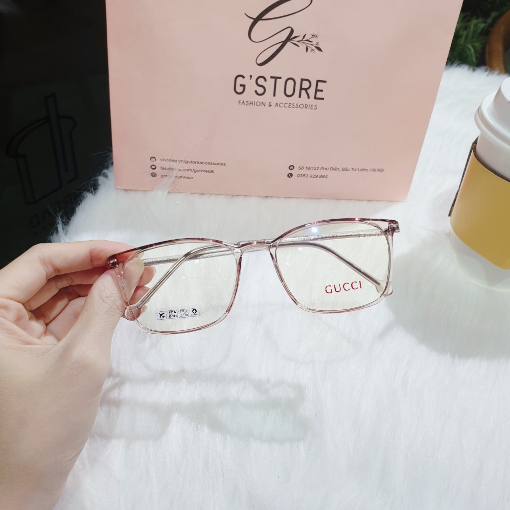Kính mắt nữ vuông dễ đeo bền đẹp, Gọng kính vuông nhựa dẻo càng cốt kim loại 8252 | BigBuy360 - bigbuy360.vn