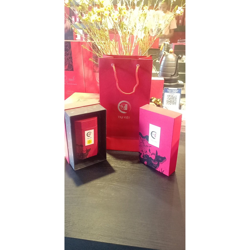 TRÀ VIỆT Hộp Quà Tết Tâm Phúc Giấy Gân Nổi Mỹ Thuật Cao Cấp | BigBuy360 - bigbuy360.vn