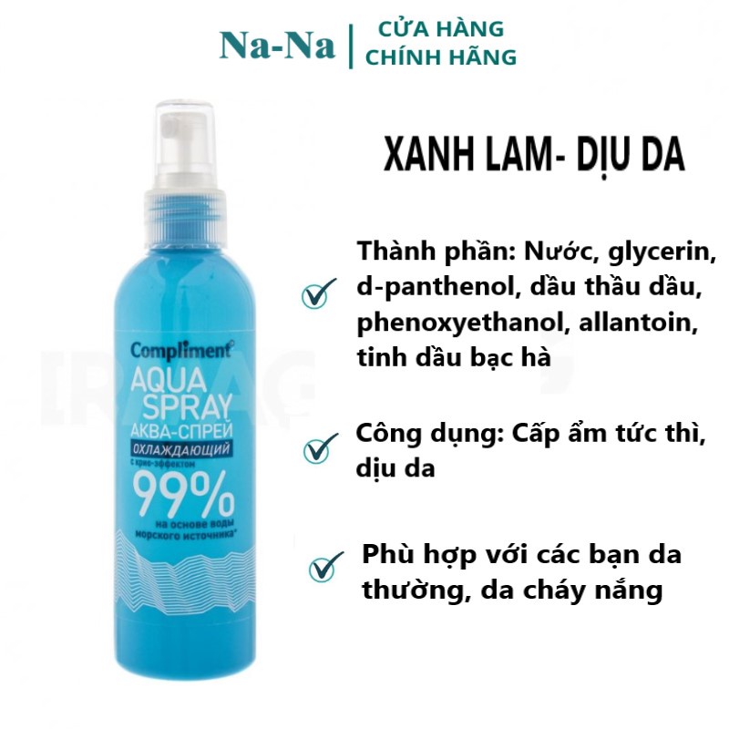 Xịt khoáng compliment 200ml, thành phần axit hyaluronic HA, cấp ẩm tức thì, làm dịu và nuôi dưỡng làn da | BigBuy360 - bigbuy360.vn