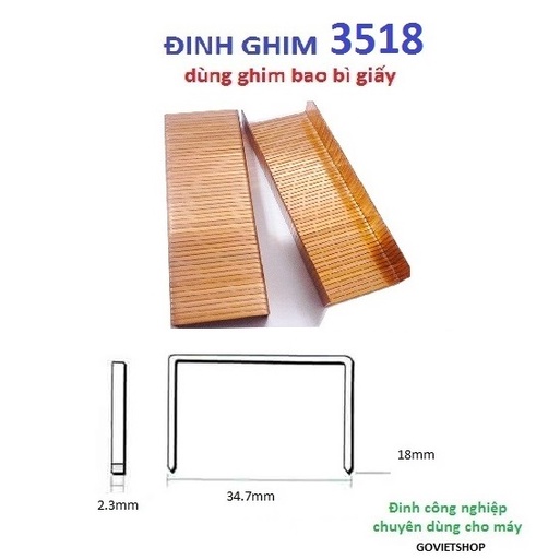 Đinh 3518 có 1800 cây kim ghim bấm bao bì hộp thùng giấy - Loại hộp trắng