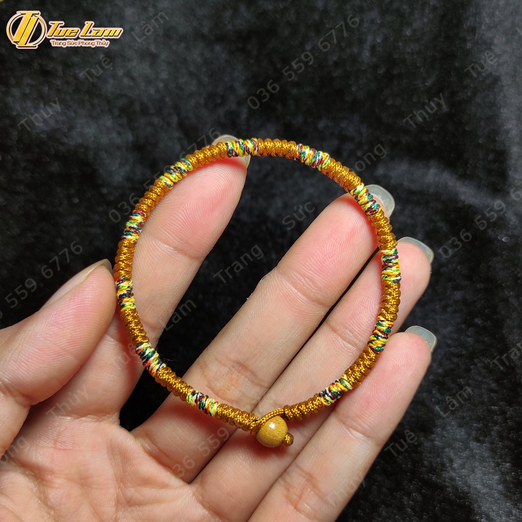 [Vòng May Mắn] Vòng chỉ may mắn bện handmde kiểu tây tạng khóa nút hạt các màu theo mệnh