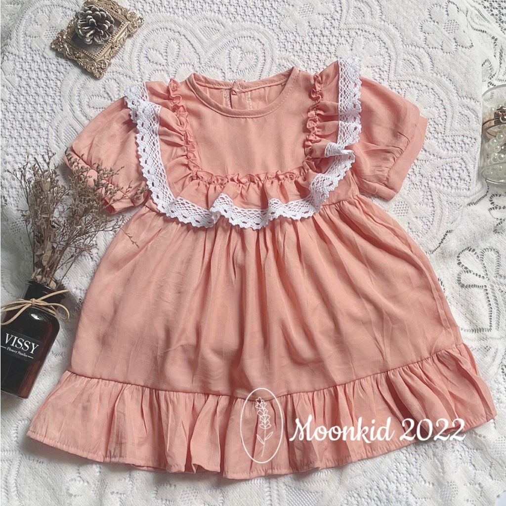 Váy đũi lạnh ren ngực cao cấp cho bé gái 8-20kg