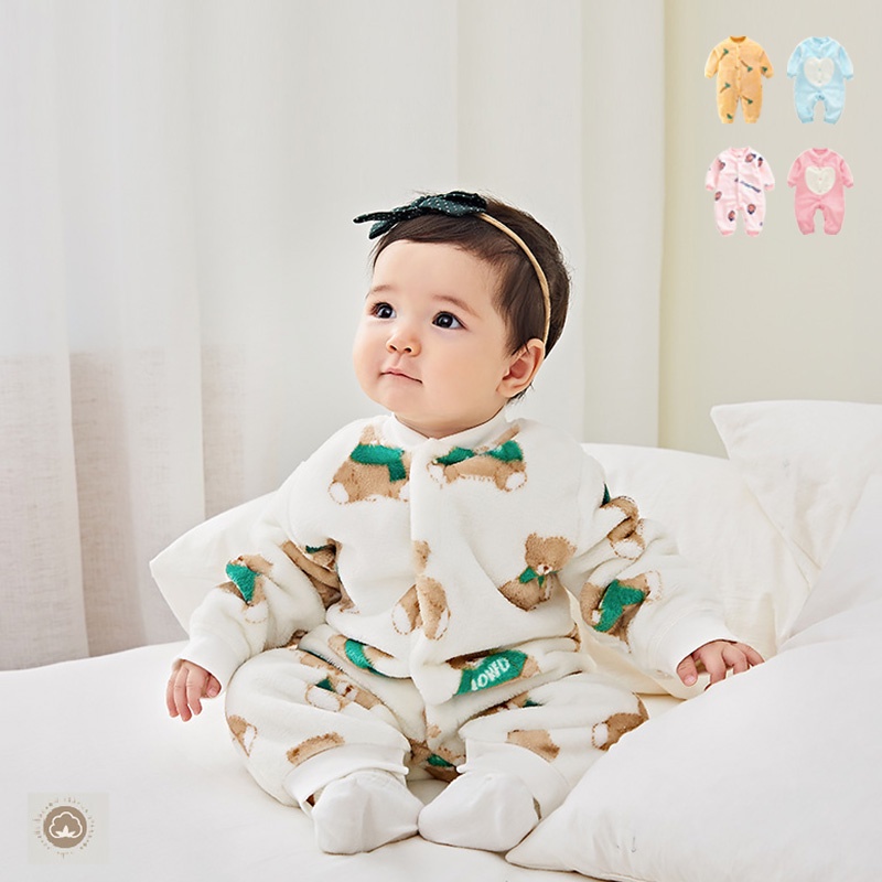 Bộ Đồ Liền Thân Cotton Dài Tay Thời Trang Mùa Đông Xinh Xắn Dành Cho Bé 0-18 Tháng LuckyCandy