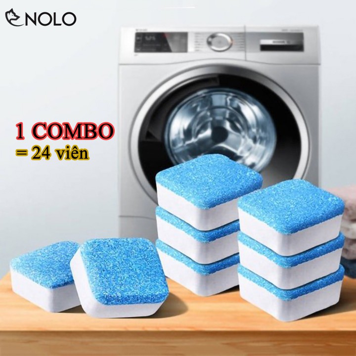 Combo 24 Viên Nén Vuông Vệ Sinh Khử Mùi Lồng Máy Giặt Dùng Cho Cả Dòng Máy Cửa Trên Và Cửa Ngang