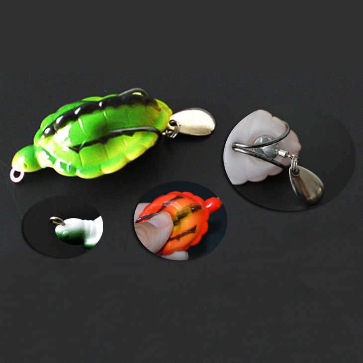 Mồi câu cá thân mềm hình rùa 6cm/13g có 5 màu đa dạng kèm móc carbon sắt chống thấm nước