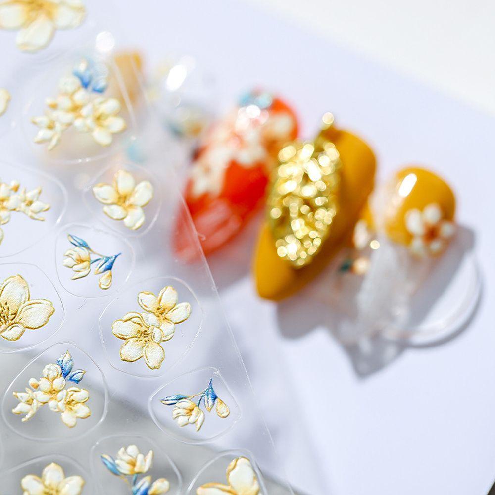 Miếng Dán Trang Trí Móng Tay Hình Hoa Cúc Đào Nở 3D Siêu Bền