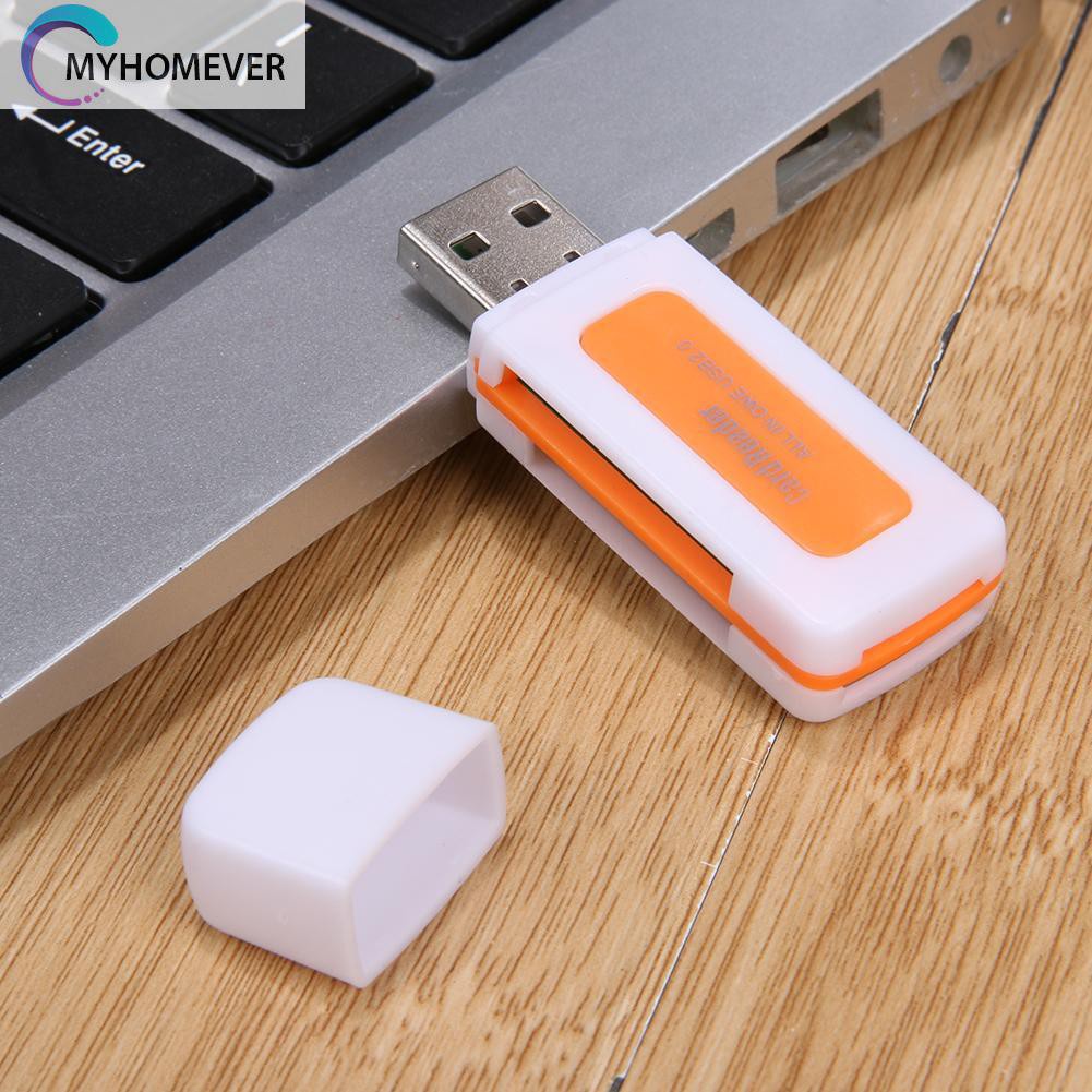 myhomever Mini USB2.0 4 Card Slots Smart Card Reader SD/MMC TF MS M2 Card Reader