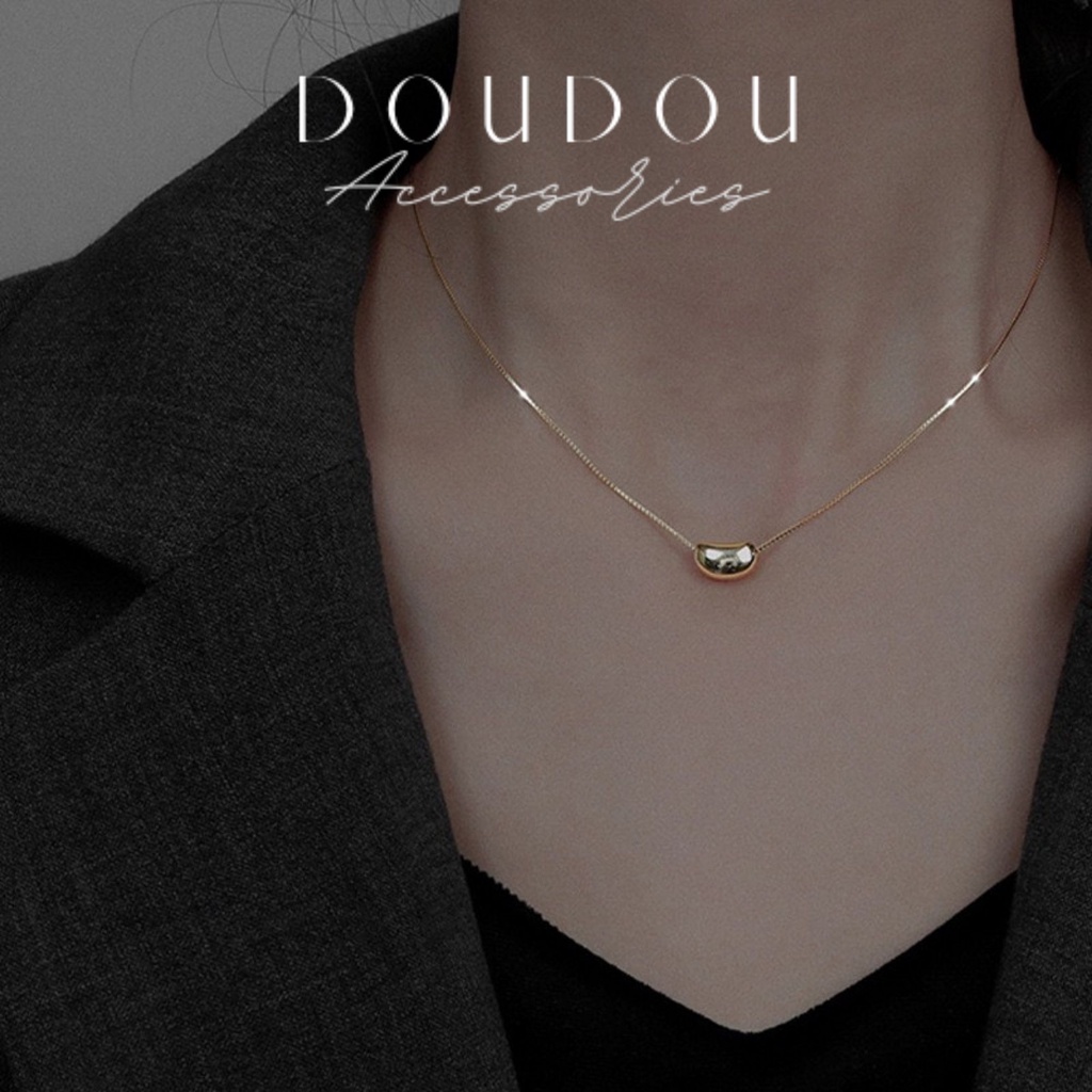 Dây chuyền nữ Doudou Vòng cổ hạt đậu may mắn Lucky Bean phong cách Hàn Quốc chất liệu bạc 925 cao cấp thời trang XL008